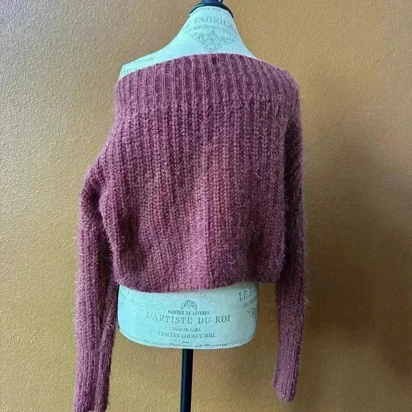 TOBI Thick Yarn Off The Shoulder Sweater In Brick Color Size Large EUC! - Picture 8 of 13